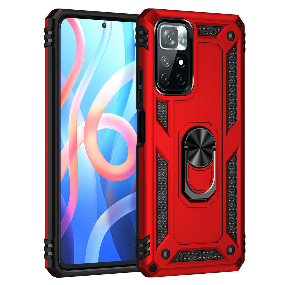 Protectores para celular  para Xiaomi  Redmi 10 Funda reforzada con anillo v2 Rojo